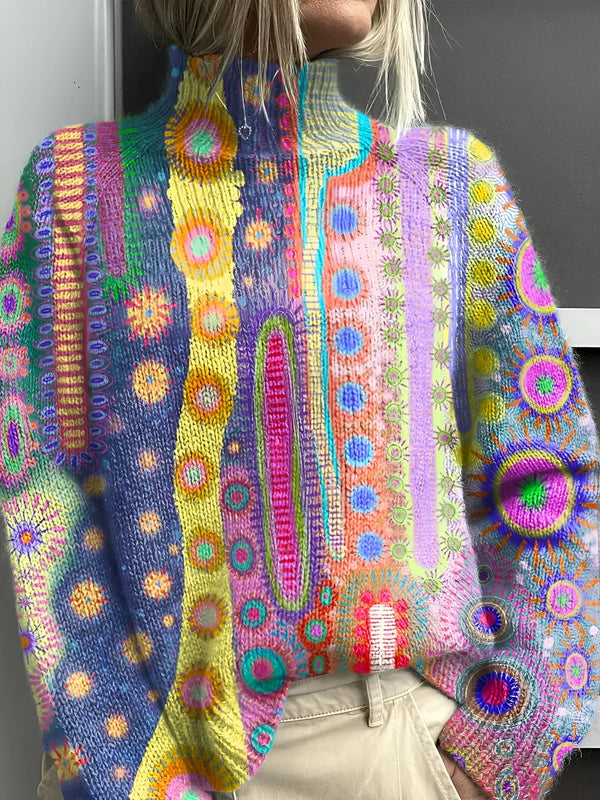 Daphne — Maglione Dolcevita Colorato in Maglia