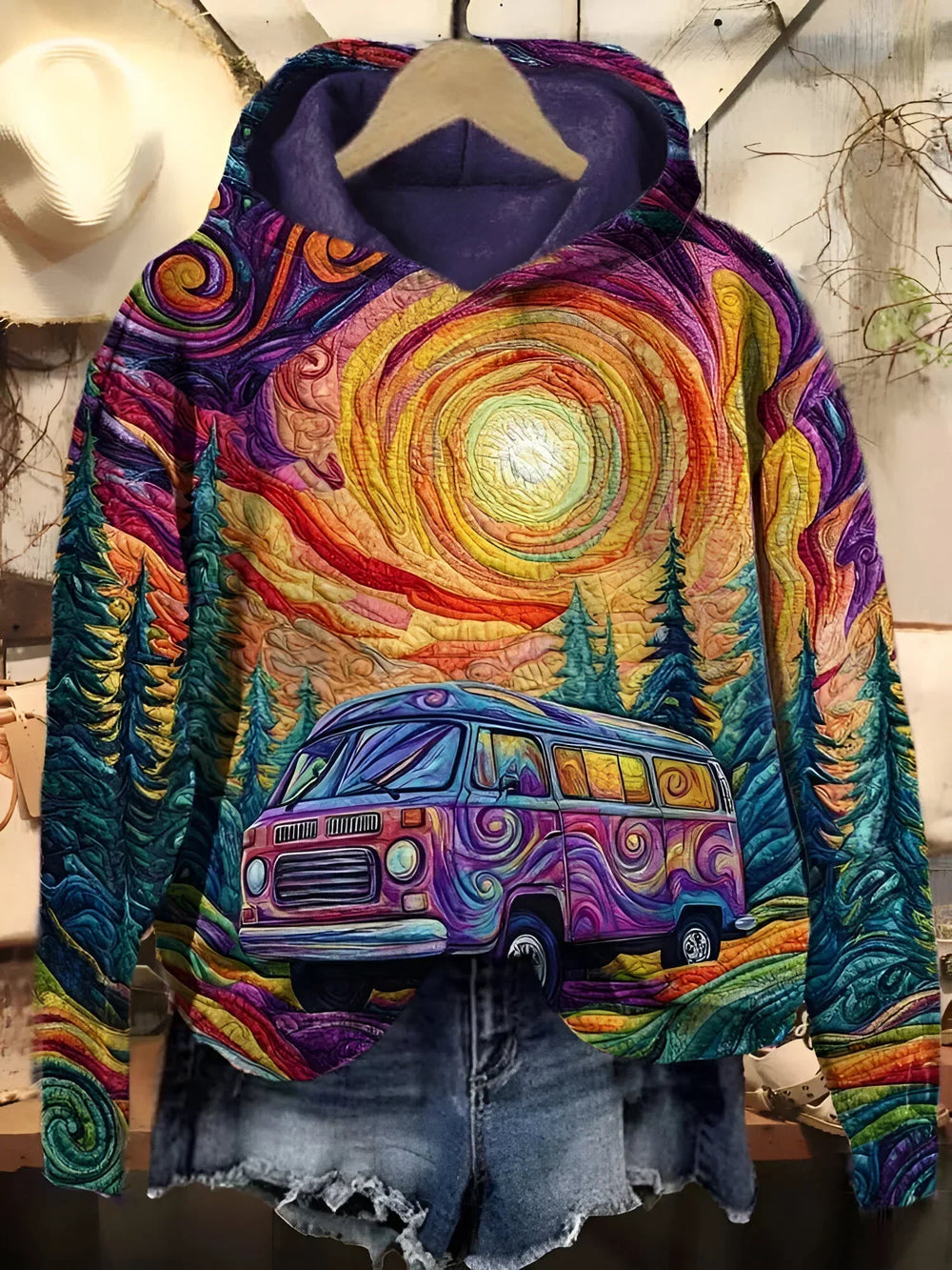 Mariska — Felpa con Cappuccio Retro Roadtrip