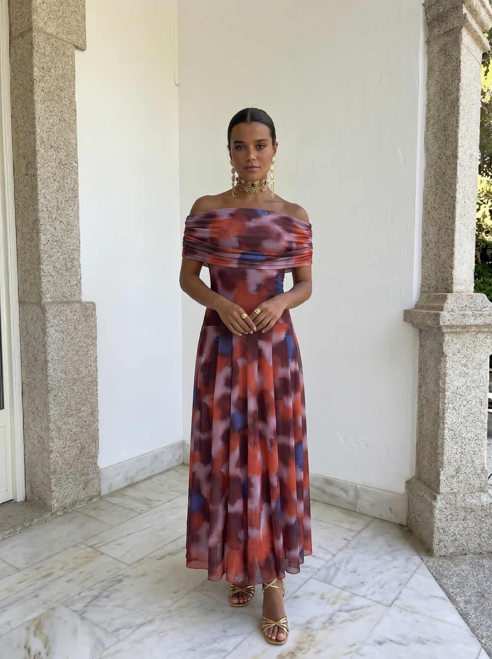 Clelia — Abito Rosso Stampato