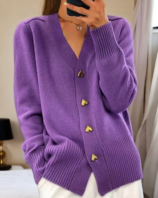 Adele — Cardigan Elegante con Bottoni a Cuore