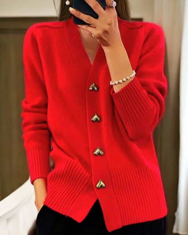 Adele — Cardigan Elegante con Bottoni a Cuore