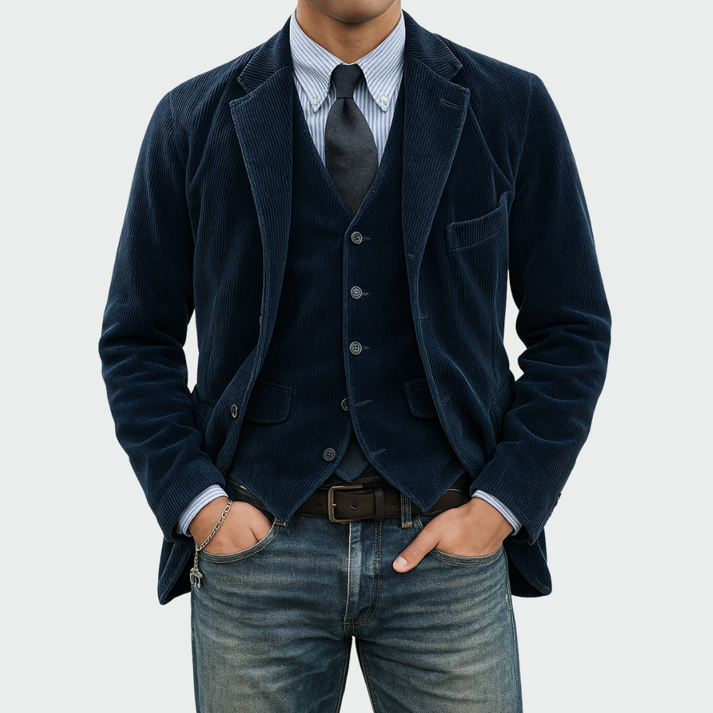 Tommy™ | 2-Piece Set: Velvet Blazer and Waistcoat